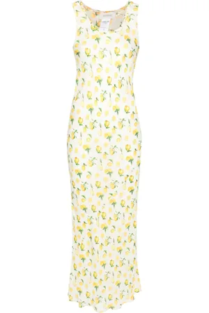 Sportmax Lang Tonale kjole med citron-tryk