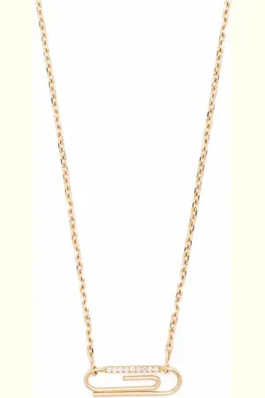 Aurélie Bidermann Paper Clip-halskæde i 18 karat guld med diamanter