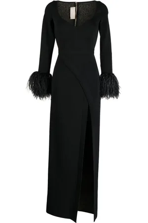 Elie saab Strikket kjole med fjeropslag