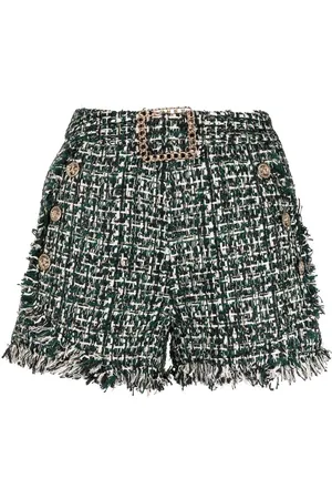 Edward Achour Paris Metalliske shorts i tweed med rå kant