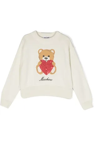 Moschino Ribstrikket trøje med bamsebroderi