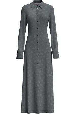 MACCAPANI Lang Andre skjortekjole i jacquard med monogram