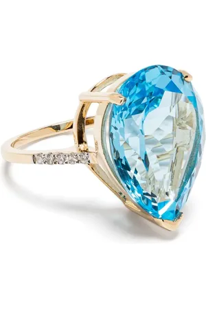 Mateo Ring i 14 kt. gult guld med blå topas og diamant