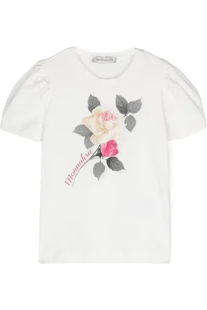 MONNALISA T-shirt med pufærmer og rosetryk