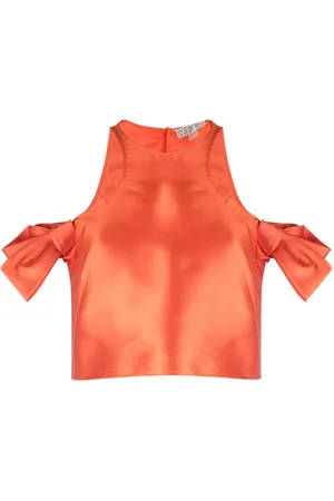 GEMY MAALOUF Strikket cropped top med cold-shoulder-snit