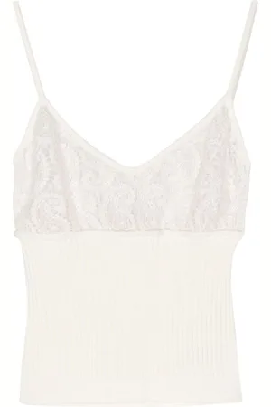 Giambattista Valli Ribbet vesttop med blondepanel