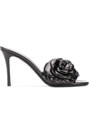 VALENTINO GARAVANI Mules i læder med blomsterapplikationer