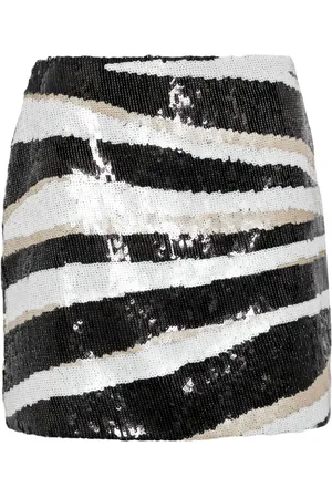 Elie saab Kort nederdel med pailletter og zebratryk