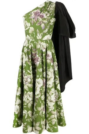 Erdem Midi asymmetrisk kjole med blomstertryk