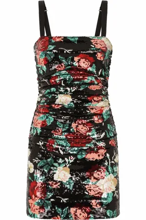 Dolce & Gabbana Mini-kjole med pailletter og blomstertryk