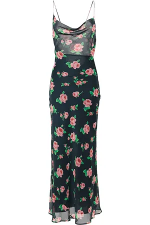 ROTATE Lang chiffon-kjole med rosetryk