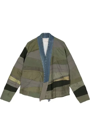 GREG LAUREN Patchwork-jakke med sjalskrave
