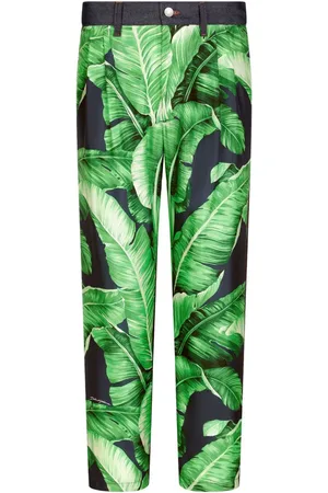 Dolce & Gabbana Jeans med lige ben, mellemhøj talje og bladtryk