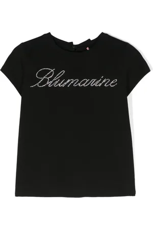 MISS BLUMARINE T-shirt med rhinstenudsmykning