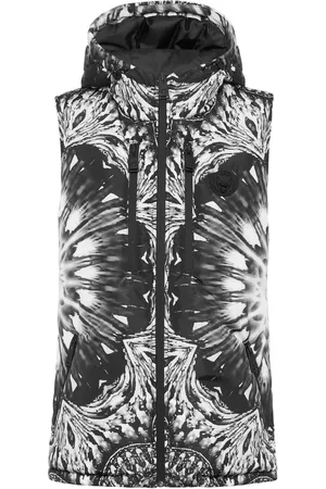 Philipp Plein Dunvest med grafisk tryk og logoapplikation