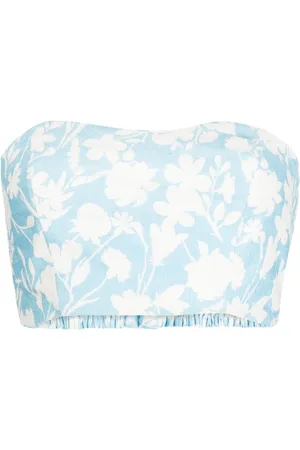 Bambah Lilly top i hør med blomstertryk