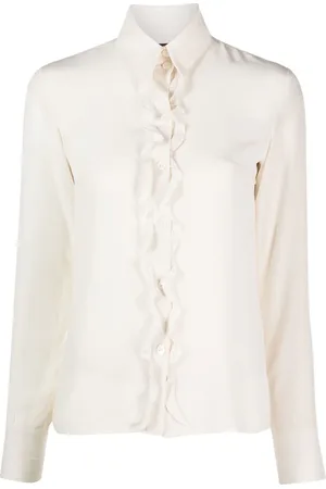 CHANEL Silkeskjorte med frynsedetalje fra 00