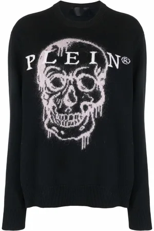 Philipp Plein Intarsiastrikket trøje med dødningehoved