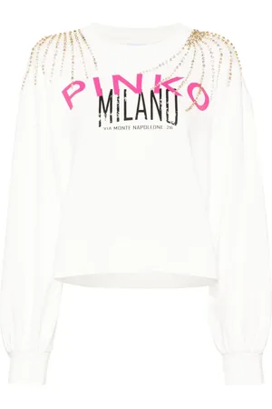 Pinko Sweatshirt med krystaludsmykning og logotryk