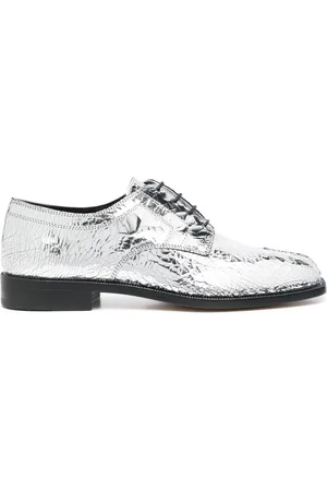 Maison Margiela Metallisk Tabi brogues i læder med snøre
