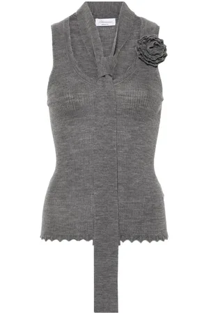 BLUMARINE Strikket top med blomstret applikation