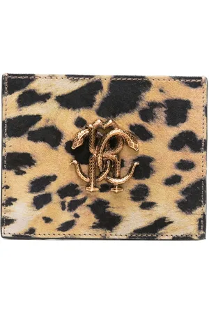 Roberto Cavalli Kortholder i ruskind med Jaguar Skin-tryk