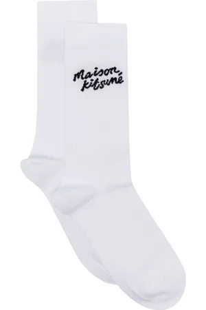Maison Kitsuné Intarsiastrikkede strømper med håndskrevet logo