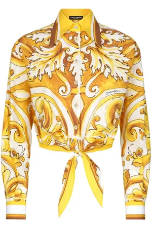 Dolce & Gabbana Skjorte med Majolica-tryk og knude