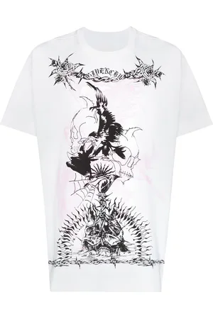 Givenchy T-shirt med rund hals og gotisk tryk