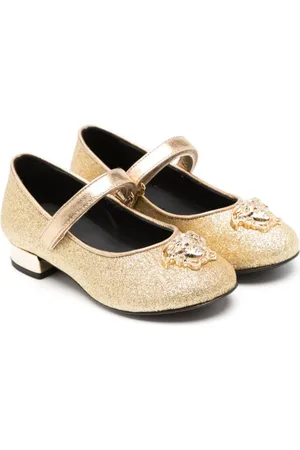 VERSACE Metalliske ballerinaer i læder