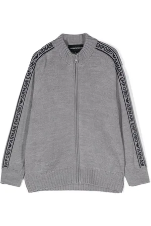 Emporio Armani Sweater med logo-intarsia og lynlås