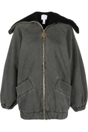 Patou Oversize denimjakke i imiteret lammeskind