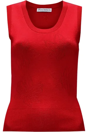 J.W.Anderson Finstrikket tanktop i blomstret jacquard