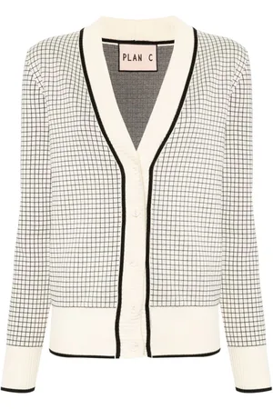 Plan C Strickjacke cardigan i windowpane-jacquard