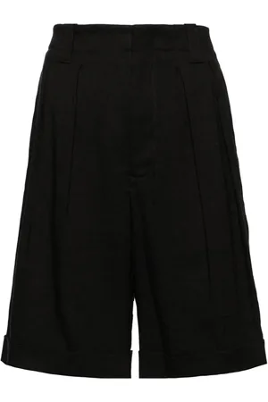 LORENA ANTONIAZZI Shorts i hørblanding med plisseret detalje