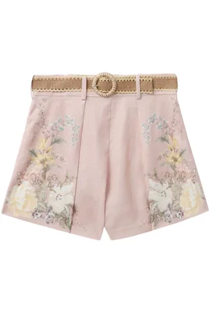 ZIMMERMANN Waverly shorts i hør med blomstret tryk
