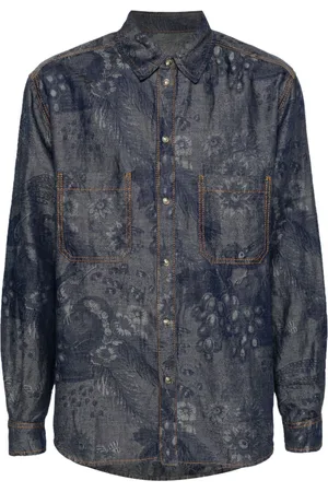 Etro Polo i denim med jacquard-mønster