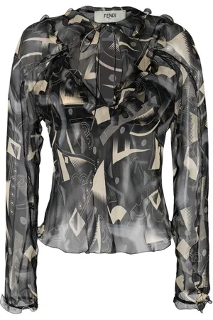 Fendi Silkebluse med grafisk tryk