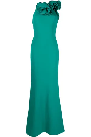 Elie saab Kjole med halterneck og flæsedetalje