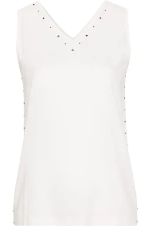 Fabiana Filippi Bluse i crepe med V-hals og nitter