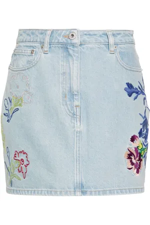 Kenzo Denimnederdel med blomster-broderi