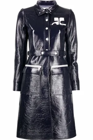Courrèges Trenchcoat i vinyl med logoapplikation