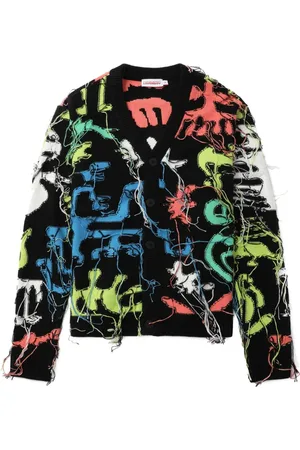 Charles Jeffrey Loverboy Cardigan med grafisk tryk og slitageeffekt