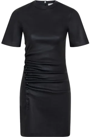 Paco rabanne Kort slip-kjole i læder med ruche