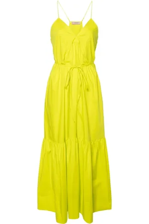 Twin-Set Lang kjole i poplin med ruchet detalje
