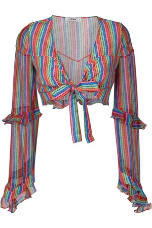 AMIR SLAMA Cropped top med grafisk tryk
