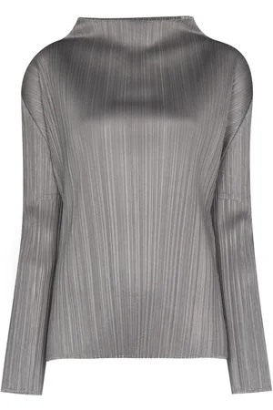 PLEATS PLEASE ISSEY MIYAKE Langærmet top med høj krave