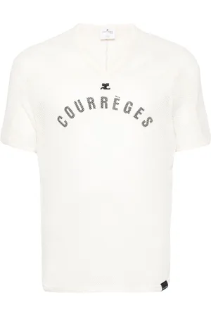 Courrèges T-shirt med baseball-tryk og mesh