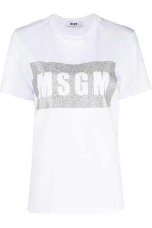 Msgm T-shirt med logotryk og glitter