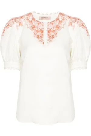Twin-Set Chambray-bluse med blomstret tryk